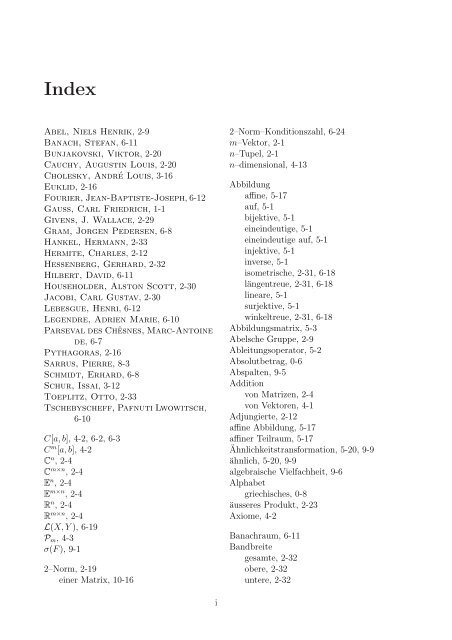 Lineare Algebra - SAM - ETH ZÃ¼rich