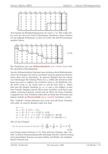 Lineare Algebra - SAM - ETH ZÃ¼rich