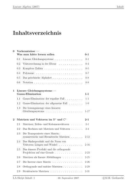 Lineare Algebra - SAM - ETH ZÃ¼rich