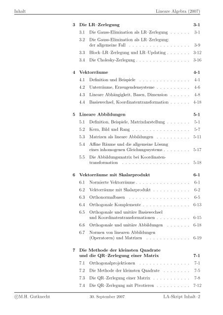 Lineare Algebra - SAM - ETH ZÃ¼rich