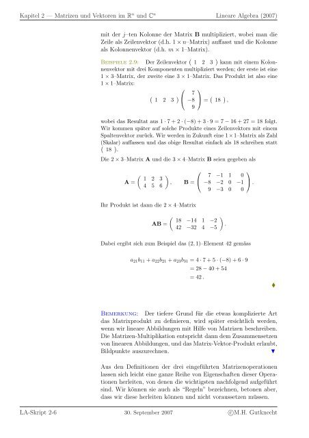 Lineare Algebra - SAM - ETH ZÃ¼rich