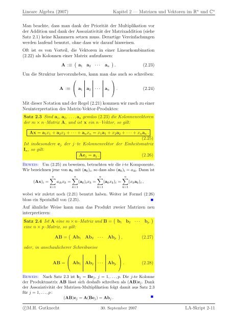 Lineare Algebra - SAM - ETH ZÃ¼rich