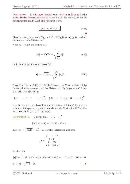 Lineare Algebra - SAM - ETH ZÃ¼rich