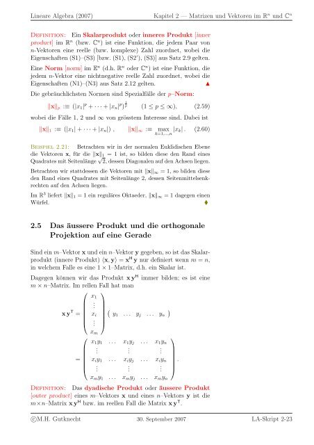 Lineare Algebra - SAM - ETH ZÃ¼rich