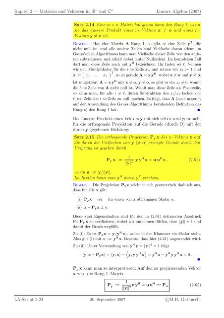 Lineare Algebra - SAM - ETH ZÃ¼rich