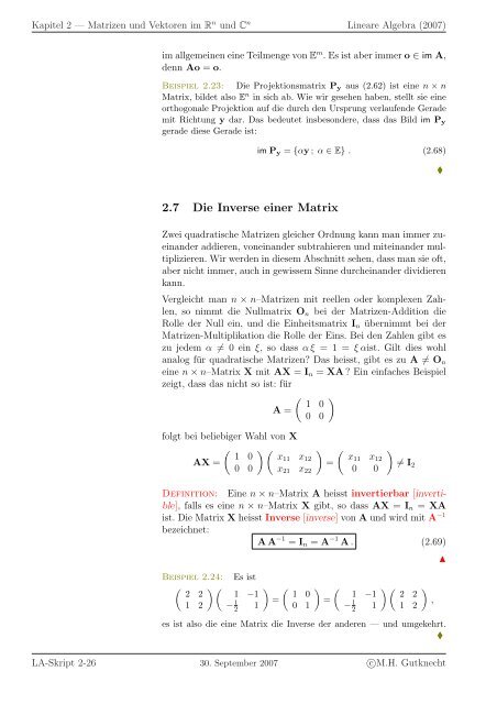 Lineare Algebra - SAM - ETH ZÃ¼rich