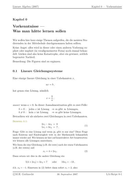 Lineare Algebra - SAM - ETH ZÃ¼rich