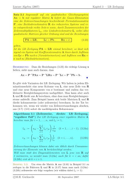 Lineare Algebra - SAM - ETH ZÃ¼rich