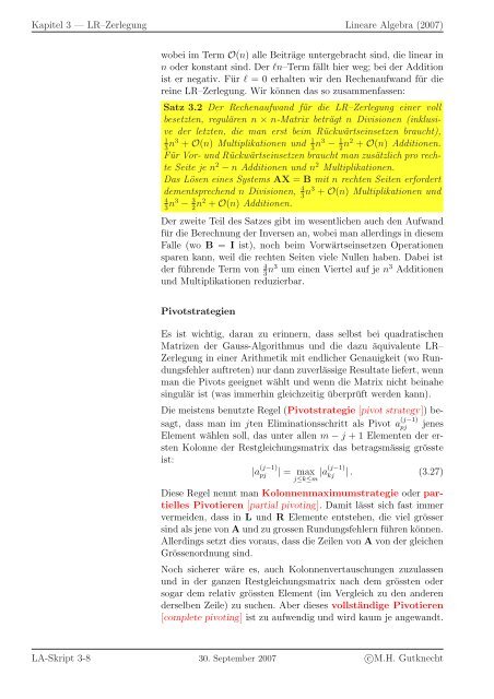 Lineare Algebra - SAM - ETH ZÃ¼rich