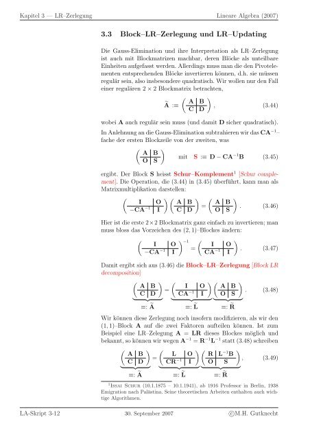 Lineare Algebra - SAM - ETH ZÃ¼rich