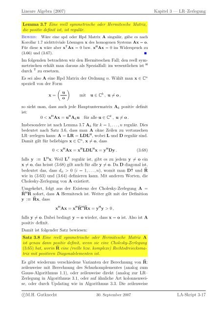 Lineare Algebra - SAM - ETH ZÃ¼rich