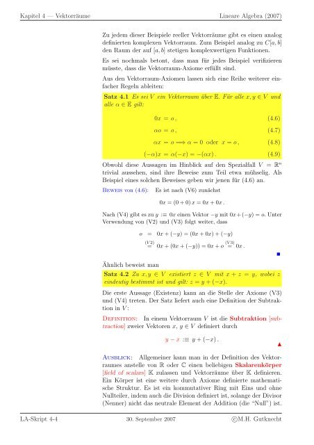 Lineare Algebra - SAM - ETH ZÃ¼rich