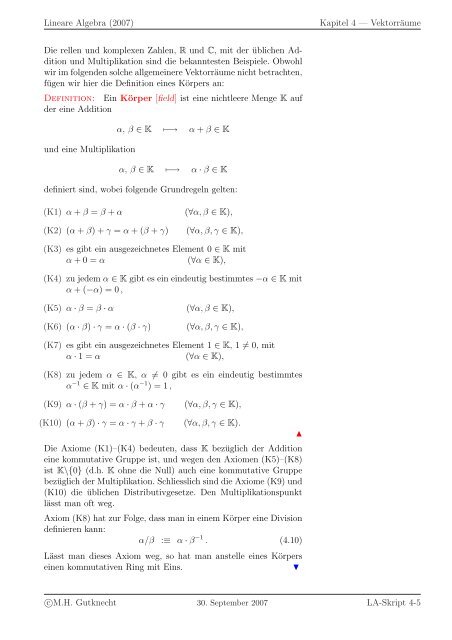 Lineare Algebra - SAM - ETH ZÃ¼rich