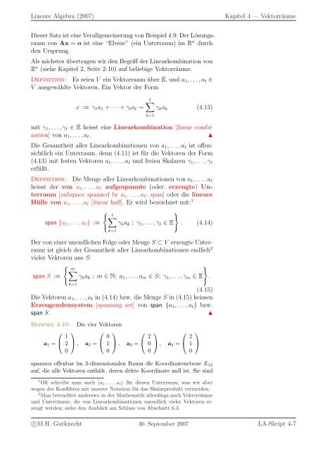 Lineare Algebra - SAM - ETH ZÃ¼rich