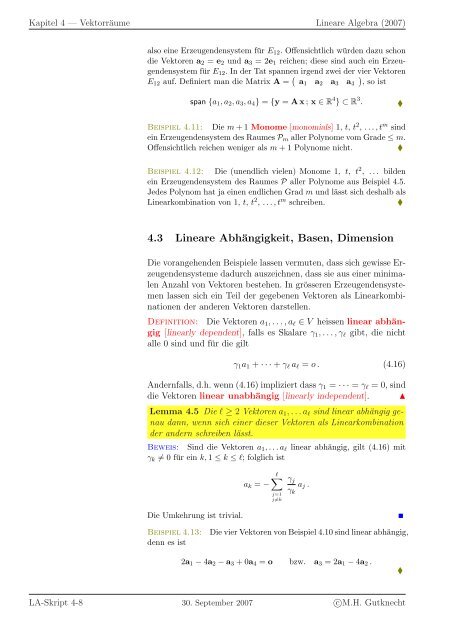 Lineare Algebra - SAM - ETH ZÃ¼rich