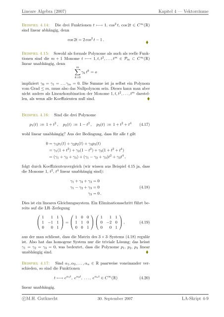 Lineare Algebra - SAM - ETH ZÃ¼rich