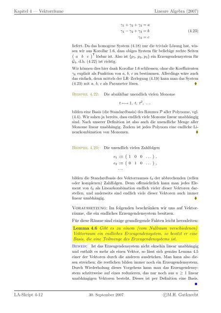 Lineare Algebra - SAM - ETH ZÃ¼rich