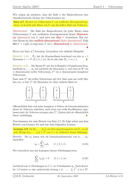 Lineare Algebra - SAM - ETH ZÃ¼rich