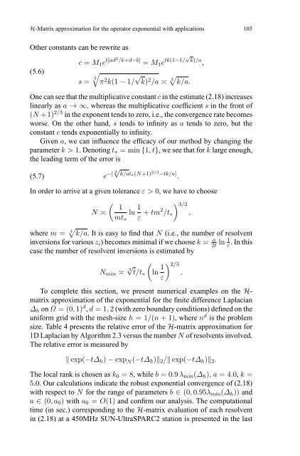 H-Matrix approximation for the operator exponential with applications