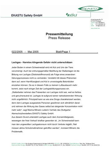 Pressemitteilung Press Release - Ekastu