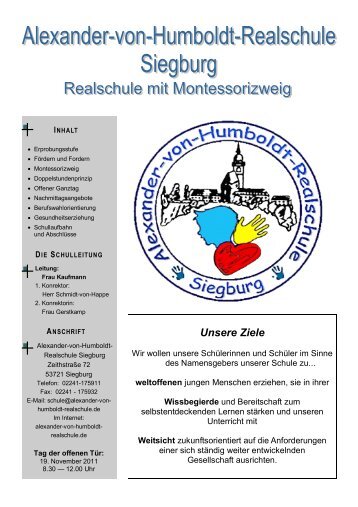 Unsere Ziele - Alexander-von-Humboldt-Realschule Siegburg