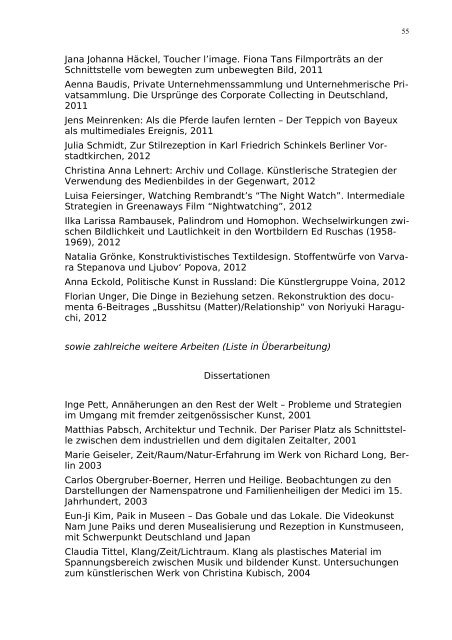 Bibliografie - Institut fÃ¼r Kunst - Humboldt-UniversitÃ¤t zu Berlin
