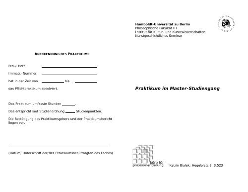 Praktikumsnachweis - Institut fÃ¼r Kunst- und Bildgeschichte ...