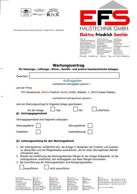 Wartungsvertrag Heizung Nachteile