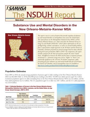 The NSDUH Report Metro Brief - Substance Abuse and Mental ...