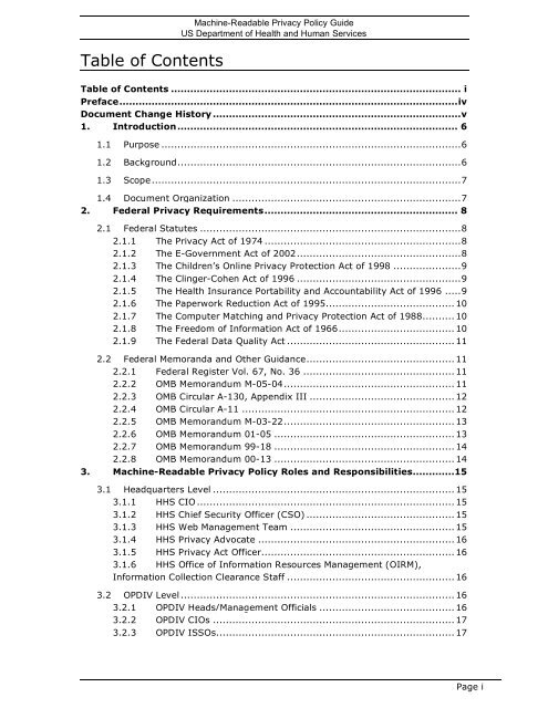 HHS Machine-Readable Privacy Policy Guide - Substance Abuse ...