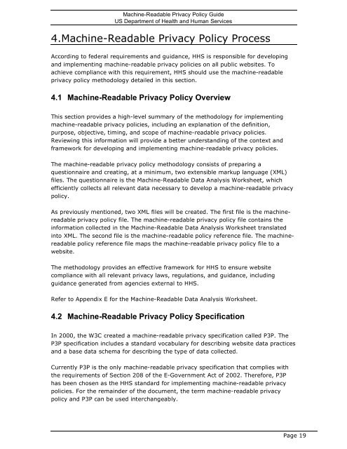 HHS Machine-Readable Privacy Policy Guide - Substance Abuse ...