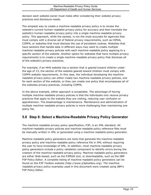 HHS Machine-Readable Privacy Policy Guide - Substance Abuse ...