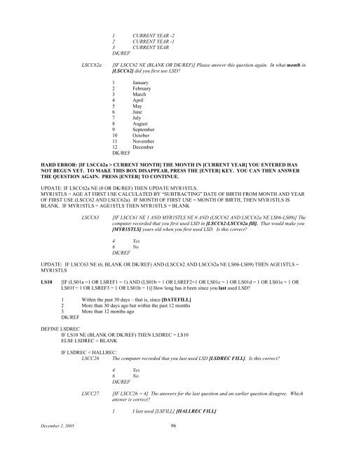 2006 NSDUH CAI Specs for Programming - Substance Abuse and ...