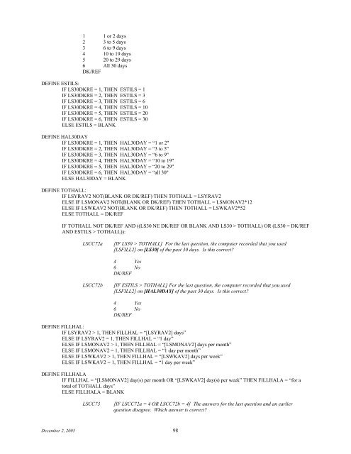 2006 NSDUH CAI Specs for Programming - Substance Abuse and ...