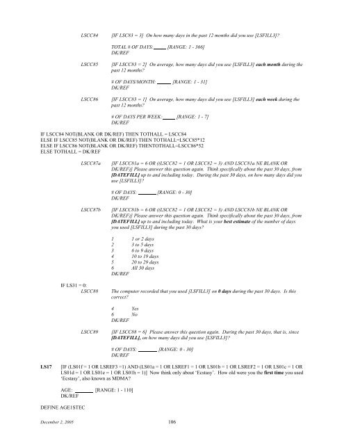 2006 NSDUH CAI Specs for Programming - Substance Abuse and ...