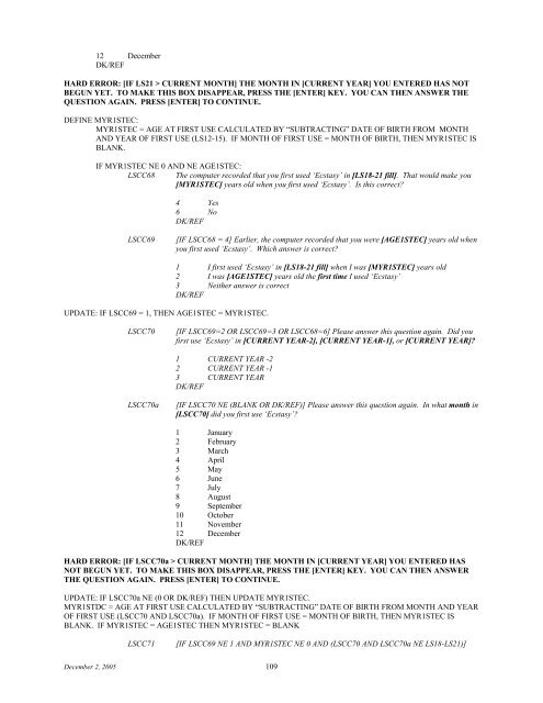 2006 NSDUH CAI Specs for Programming - Substance Abuse and ...