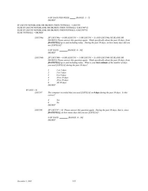 2006 NSDUH CAI Specs for Programming - Substance Abuse and ...