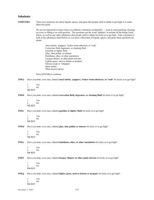 2006 NSDUH CAI Specs for Programming - Substance Abuse and ...