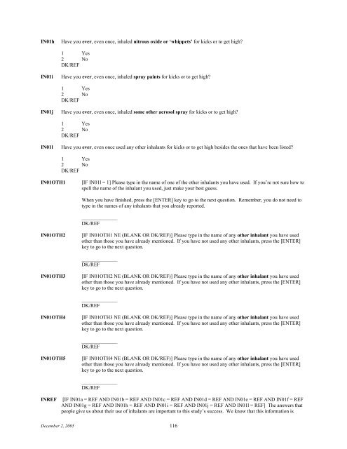 2006 NSDUH CAI Specs for Programming - Substance Abuse and ...