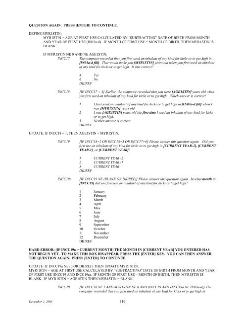 2006 NSDUH CAI Specs for Programming - Substance Abuse and ...