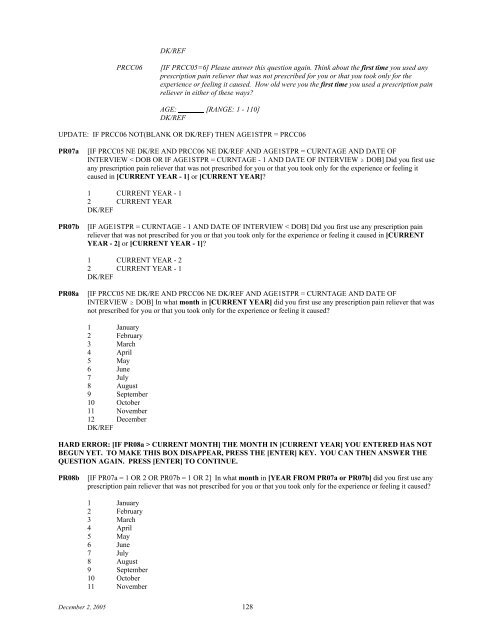 2006 NSDUH CAI Specs for Programming - Substance Abuse and ...