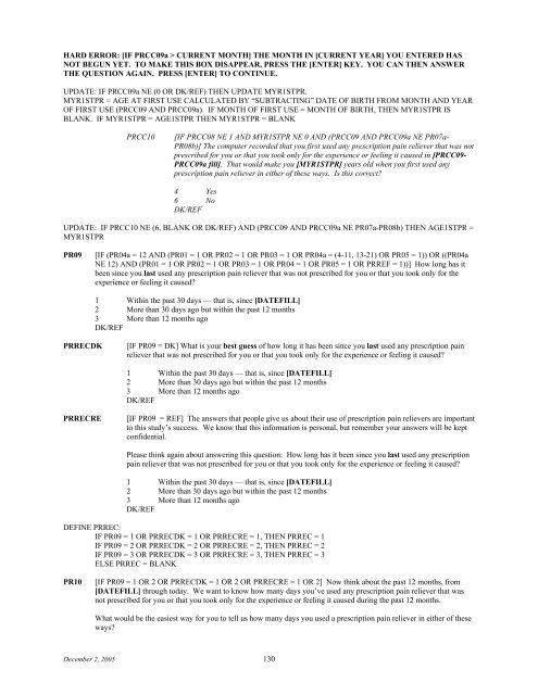 2006 NSDUH CAI Specs for Programming - Substance Abuse and ...