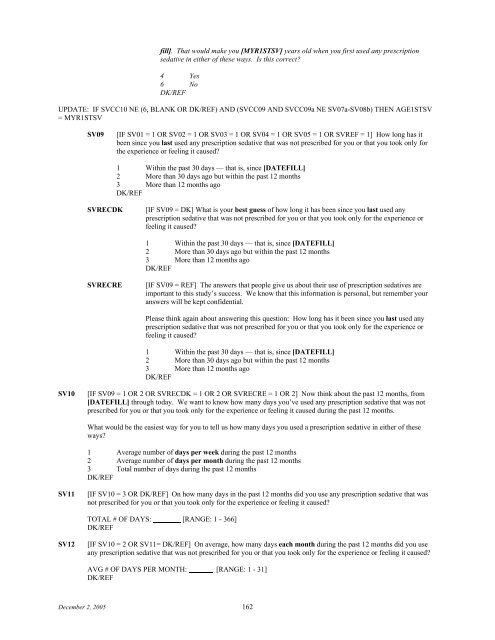 2006 NSDUH CAI Specs for Programming - Substance Abuse and ...