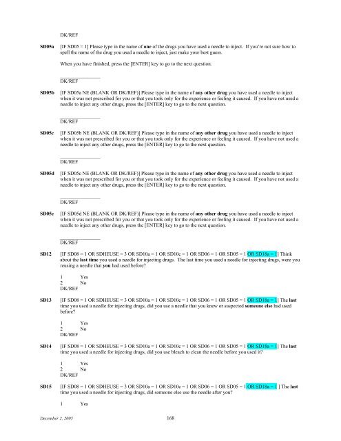 2006 NSDUH CAI Specs for Programming - Substance Abuse and ...