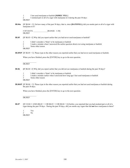 2006 NSDUH CAI Specs for Programming - Substance Abuse and ...