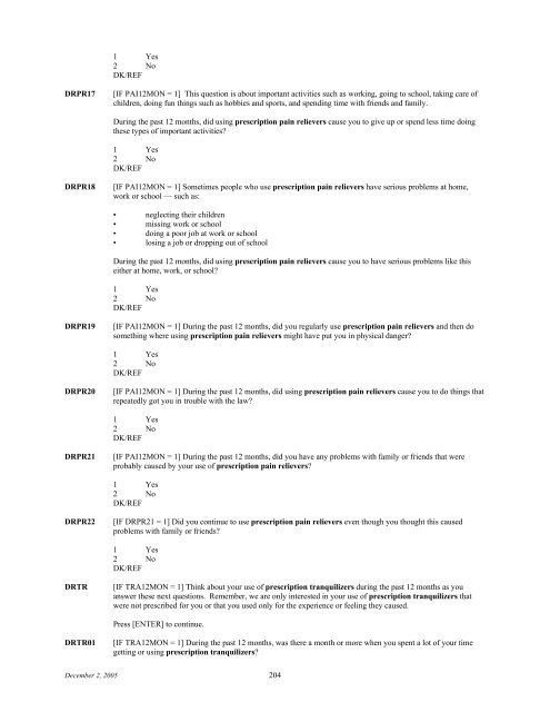 2006 NSDUH CAI Specs for Programming - Substance Abuse and ...