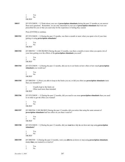 2006 NSDUH CAI Specs for Programming - Substance Abuse and ...