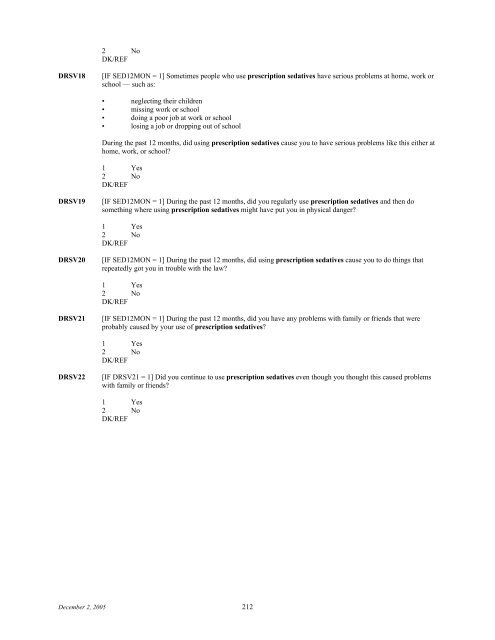 2006 NSDUH CAI Specs for Programming - Substance Abuse and ...