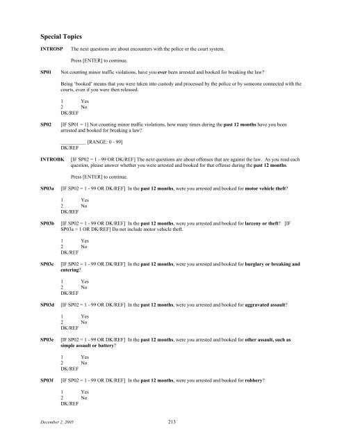 2006 NSDUH CAI Specs for Programming - Substance Abuse and ...