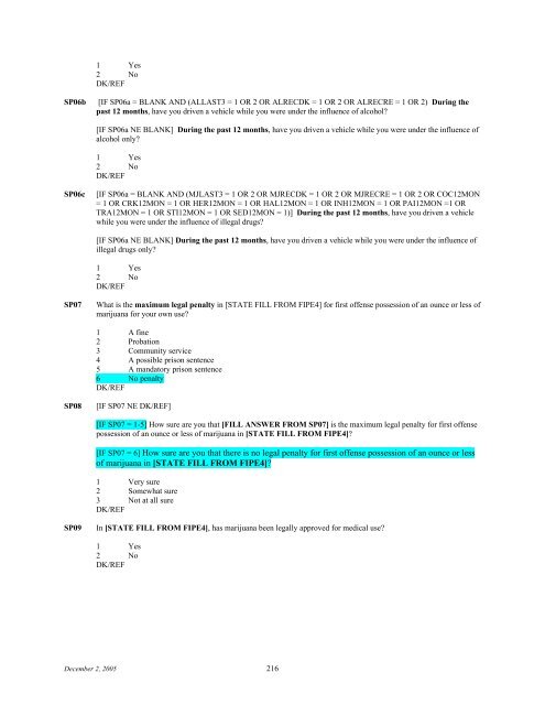 2006 NSDUH CAI Specs for Programming - Substance Abuse and ...